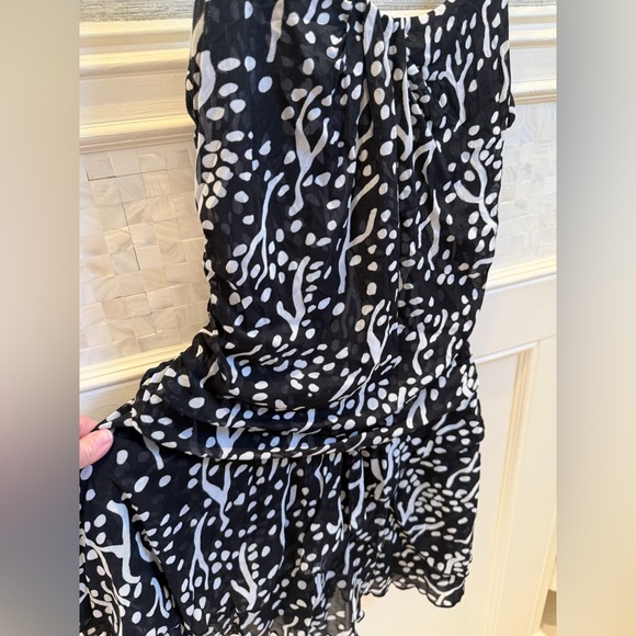 Large dvf target mesh ruched dress Black White coral Patterned Strap short - Picture 6 of 15